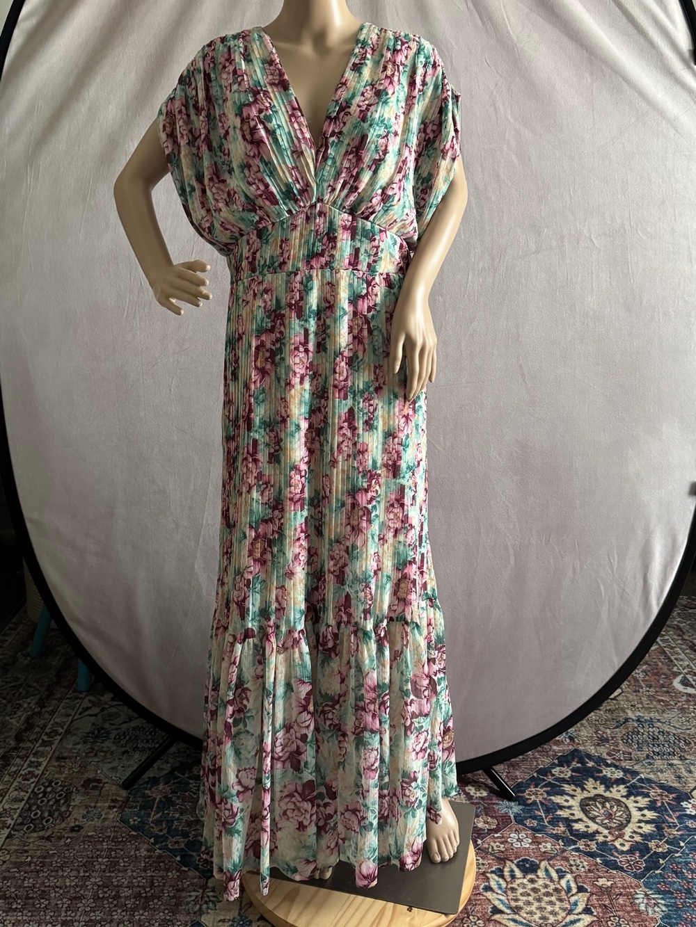 Express Floral Maxi Dress in Mint and Pink